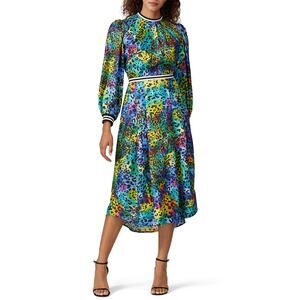 HUNTER BELL Multicolored Leopard Printed 100% Silk Leoparf Casper Dress size 10